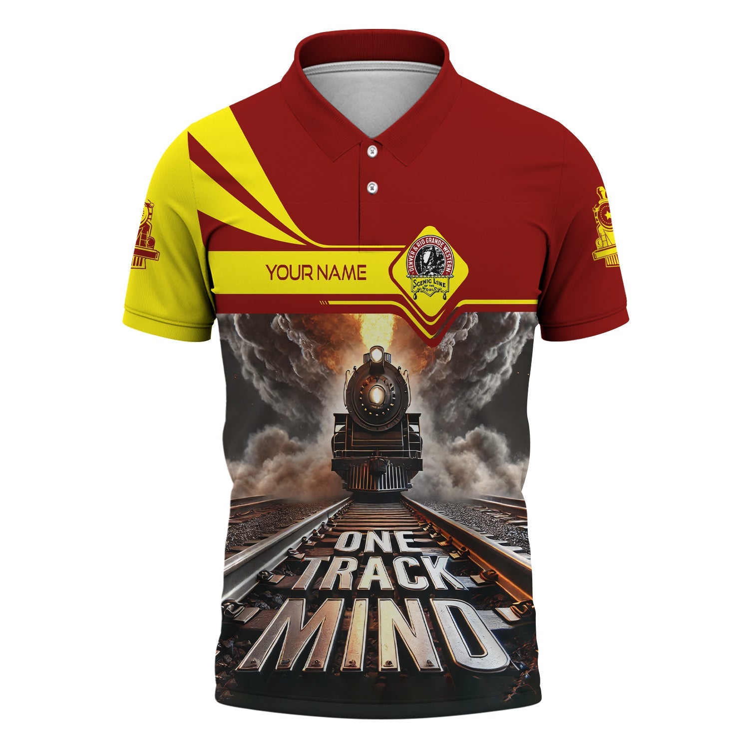 Railspirit Personalized Denver and Rio Grande Western Railroad Polo Shirt One Track Mind Train Printed Shirt