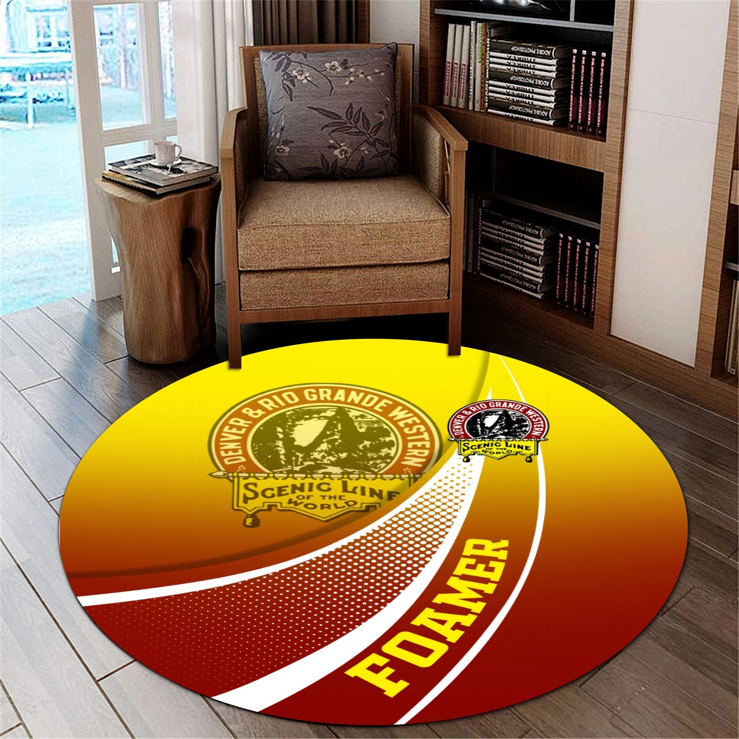 Railspirit Denver and Rio Grande Western Railroad Round Mat Railway-Themed Style Mat Gift Idea For Trainspotter
