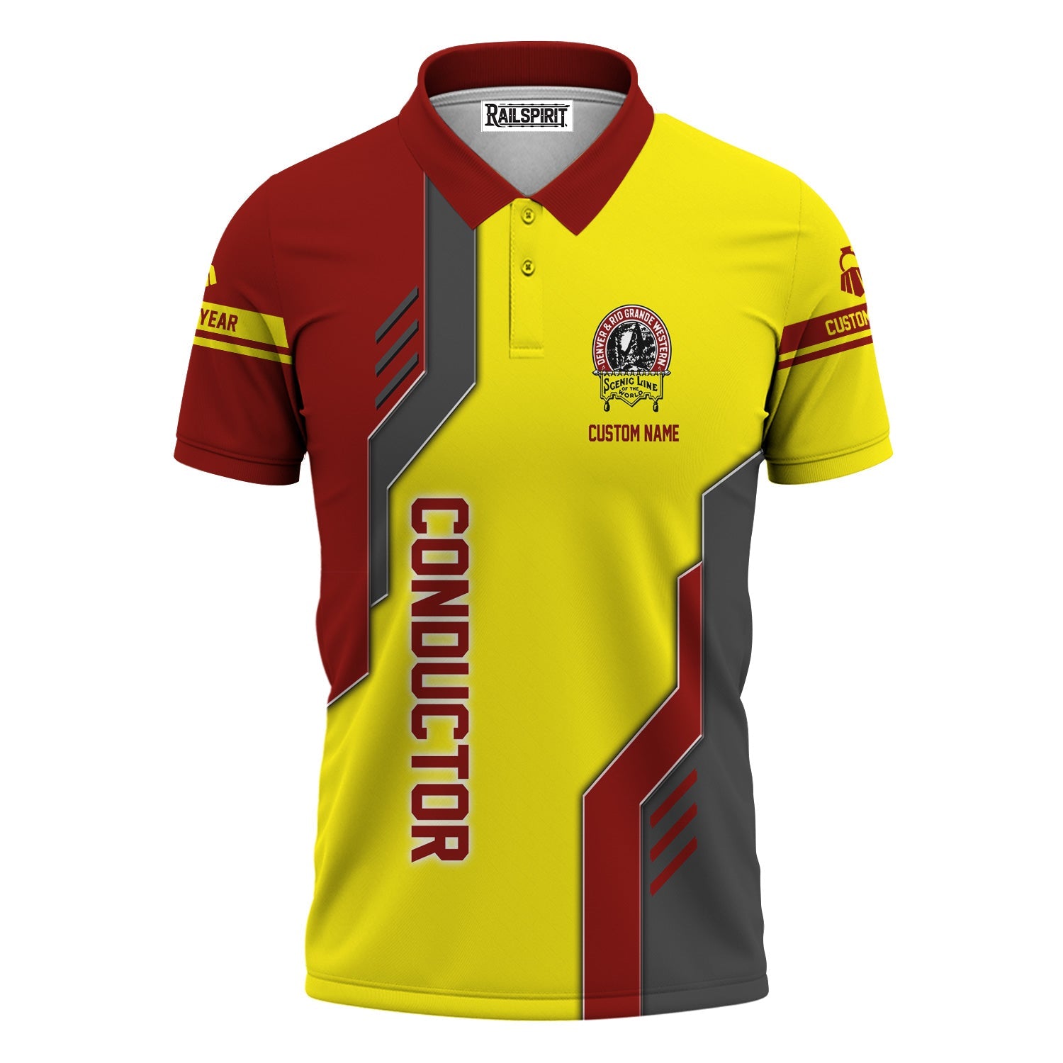 Railspirit Personalized Denver and Rio Grande Western Railroad Polo Shirt Unique Railway Style with Custom Job Train Shirt