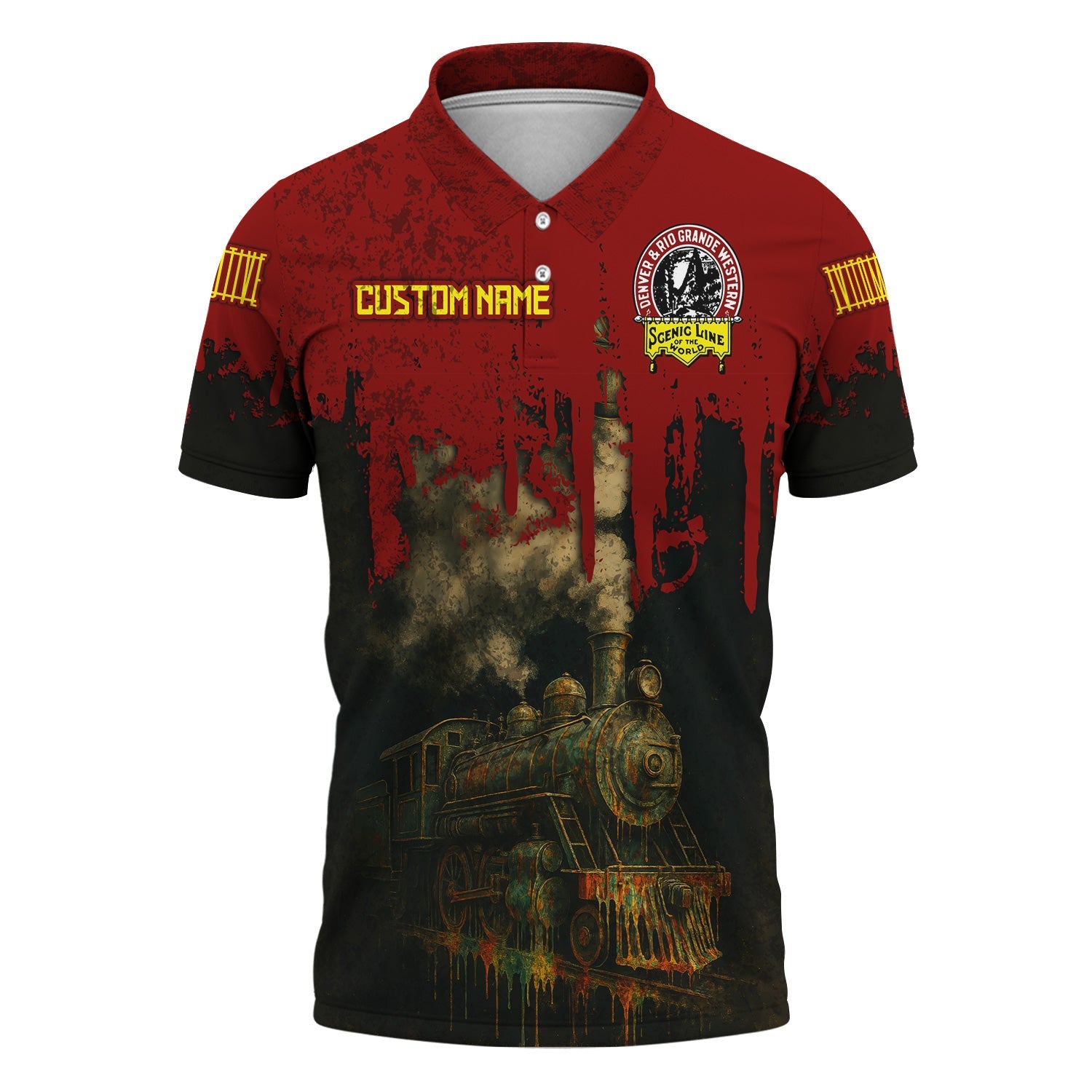 Railspirit Personalized Denver and Rio Grande Western Railroad Polo Shirt Vintage Train Art Style Shirt For Locomotive Fans