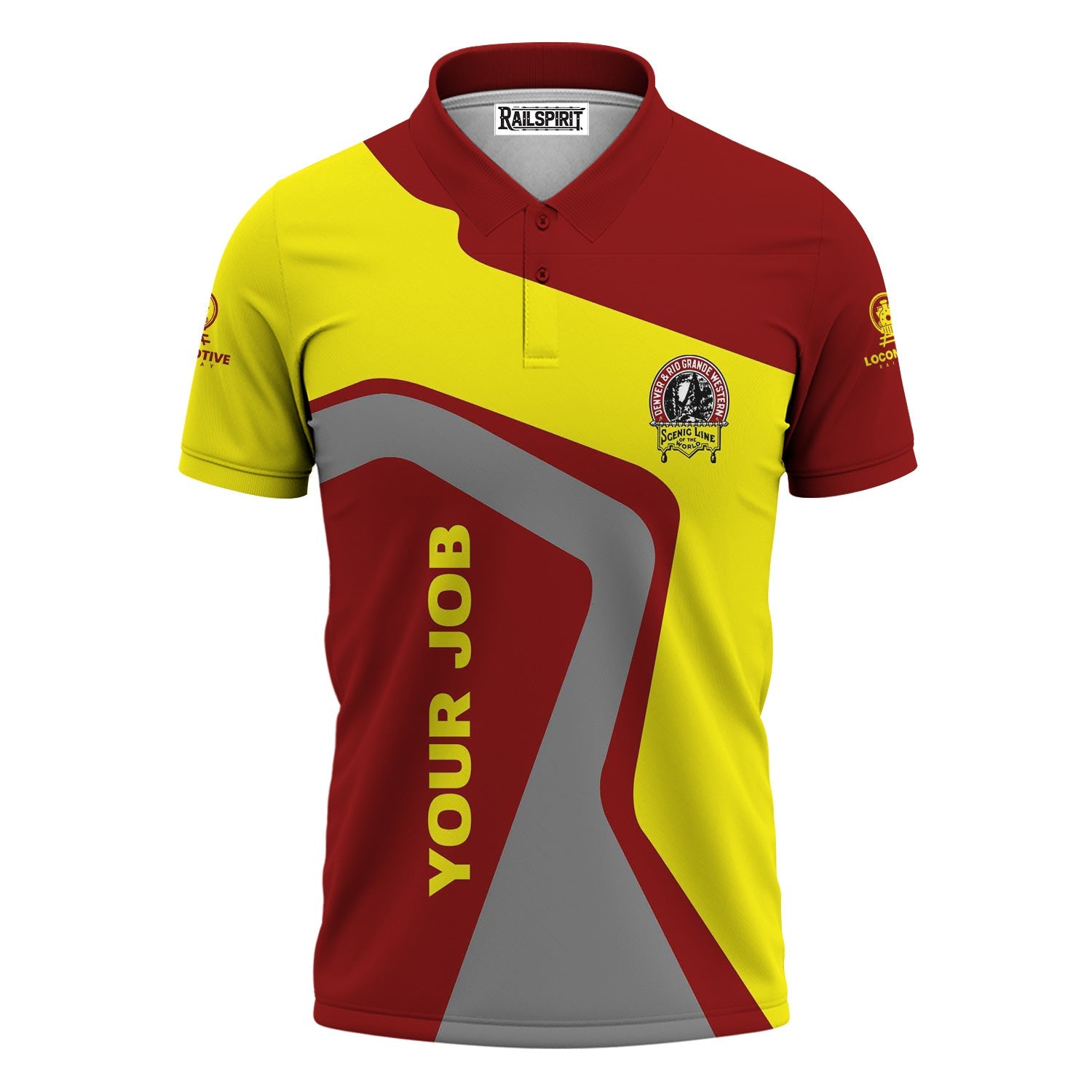 Railspirit Personalized Denver and Rio Grande Western Railroad Polo Shirt Unique Design with Custom Job Position Train Shirt
