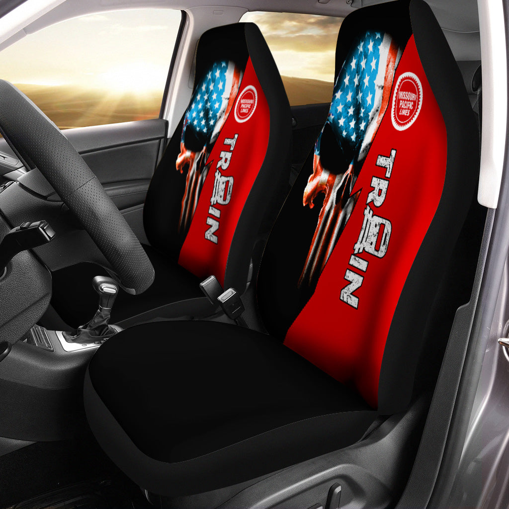 Railspirit Missouri Pacific Railroad Car Seat Cover Train Skull American Flag Style Seat Cover