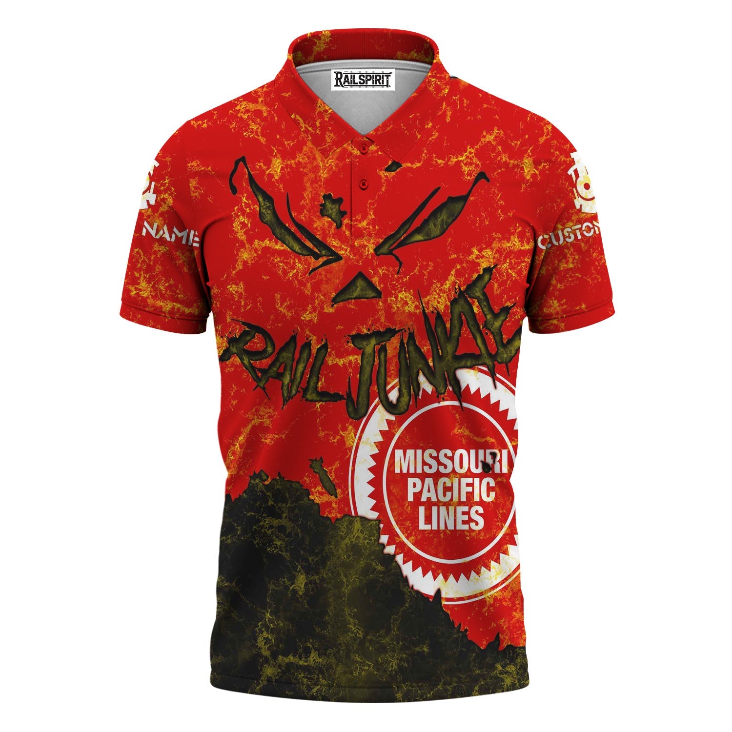 Railspirit Personalized Missouri Pacific Railroad Polo Shirt Torn Graphic Style Train Shirt For Rail Junkie