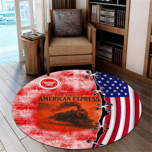Railspirit Missouri Pacific Railroad Round Mat Retro American Express Train With USA Flag Round Mat