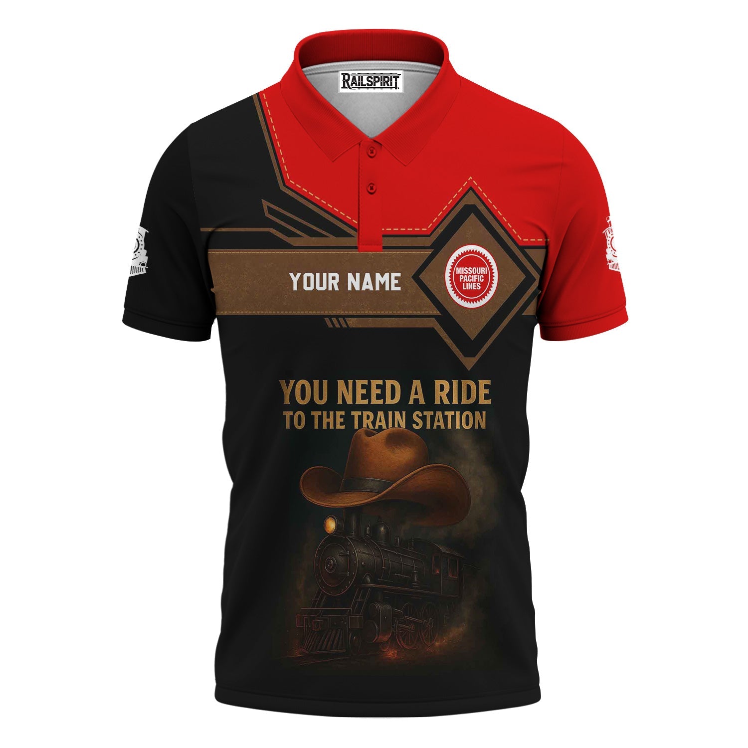 Railspirit Personalized Missouri Pacific Railroad Polo Shirt You Need A Ride To The Train Station Shirt For Train Lovers