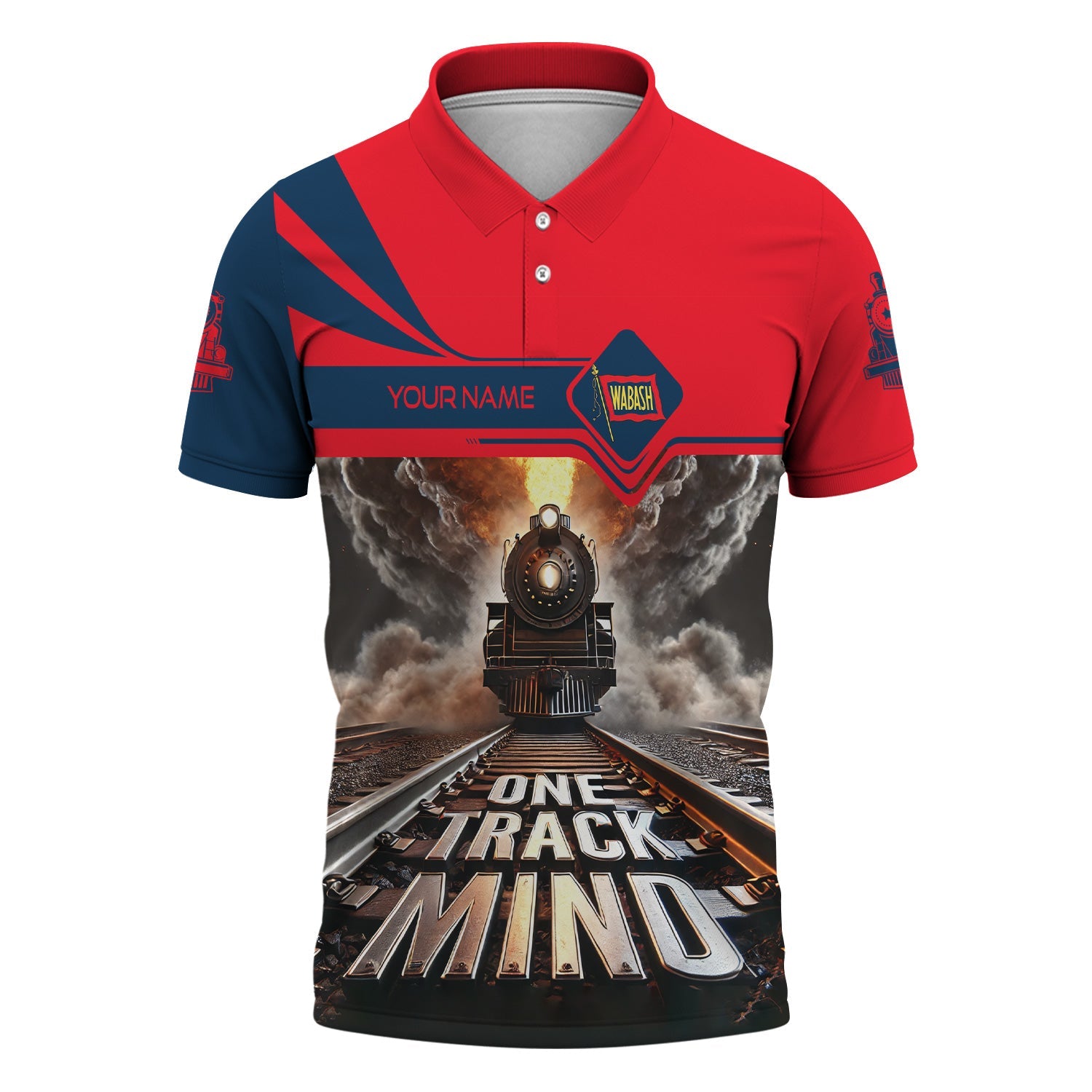 Railspirit Personalized Wabash Railroad Polo Shirt One Track Mind Train Printed Shirt