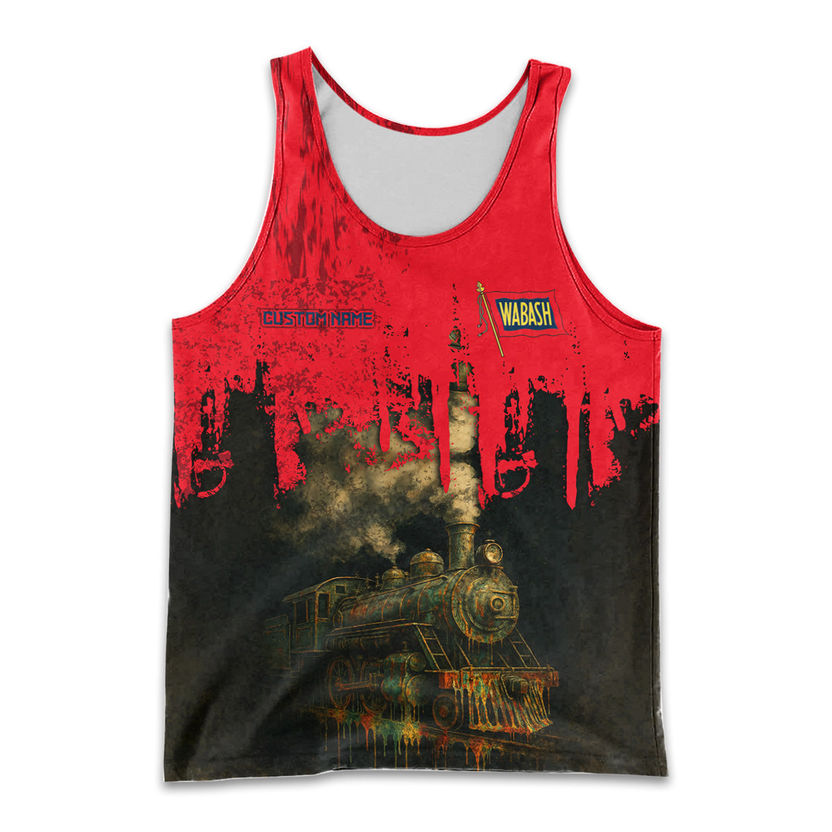 Railspirit Personalized Wabash Railroad Men Tank Top Vintage Train Art Style Shirt For Locomotive Fans