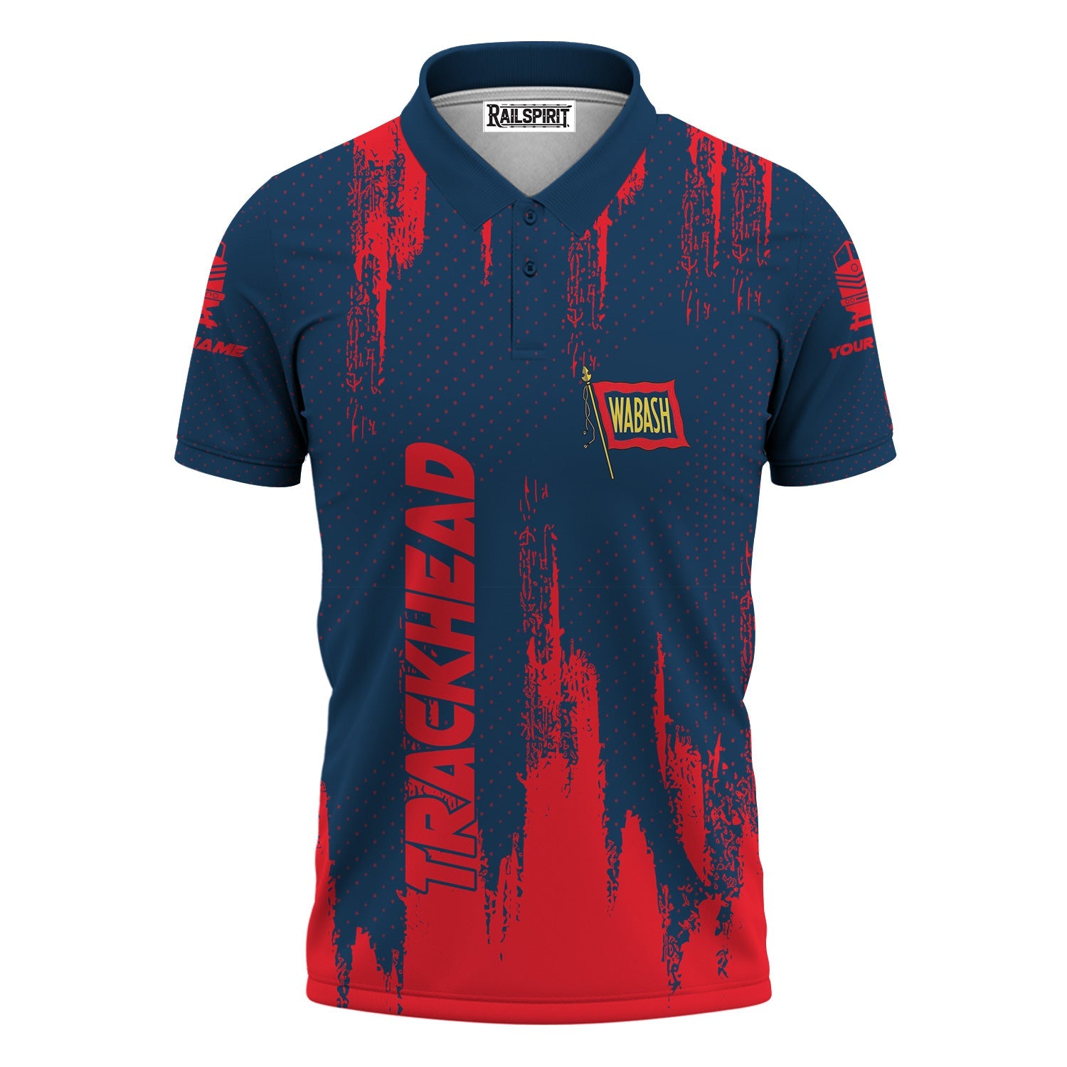 Railspirit Personalized Wabash Railroad Polo Shirt Paint Impact Design Train Shirt for Trackhead