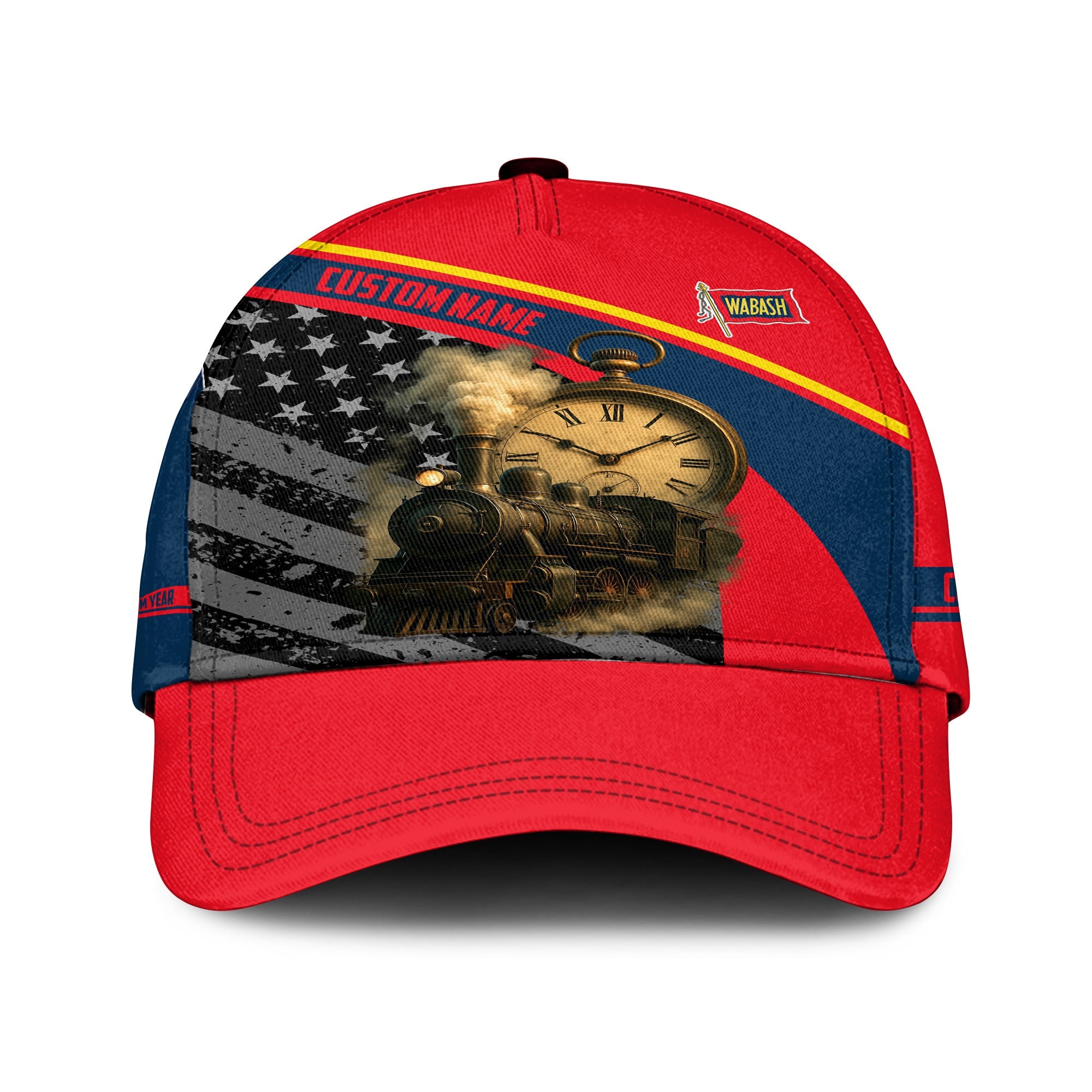 Railspirit Personalized Wabash Railroad Classic Cap Classic Steam Engine With Retro Pocket Watch Cap All Over Print