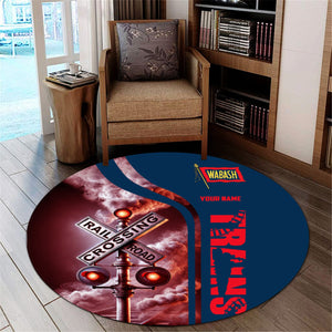 Railspirit Personalized Wabash Railroad Round Mat Railroad Crossing Sign Mat All Over Print