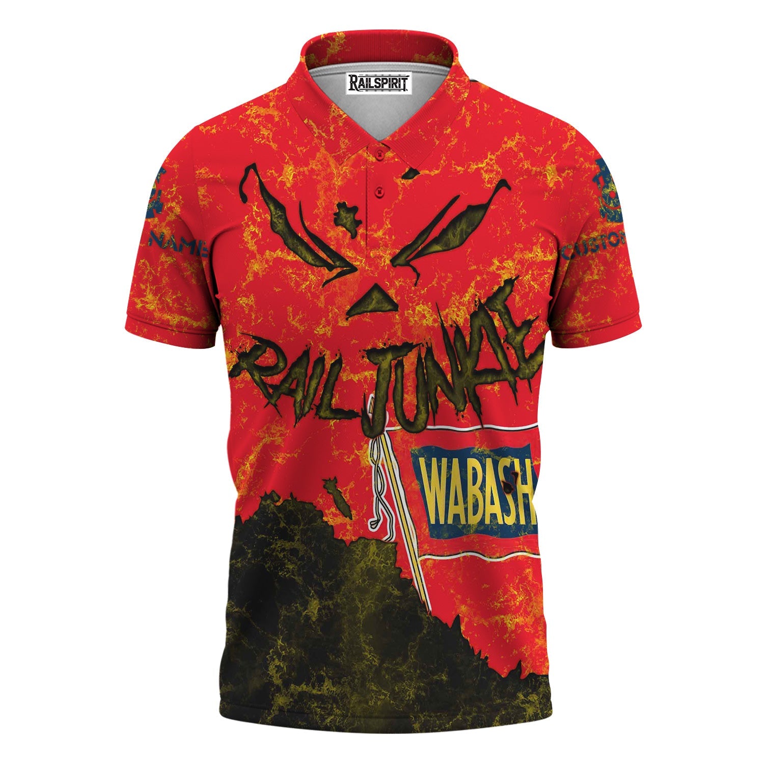 Railspirit Personalized Wabash Railroad Polo Shirt Torn Graphic Style Train Shirt For Rail Junkie