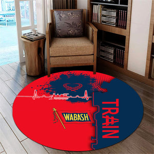 Railspirit Wabash Railroad Round Mat Engine Heartbeat and Track Love Style Mat Gift Idea For Train Lovers