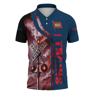 Railspirit Personalized Wabash Railroad Polo Shirt Crossing Railroad Sign American Locomotive Train Shirt All Over Print