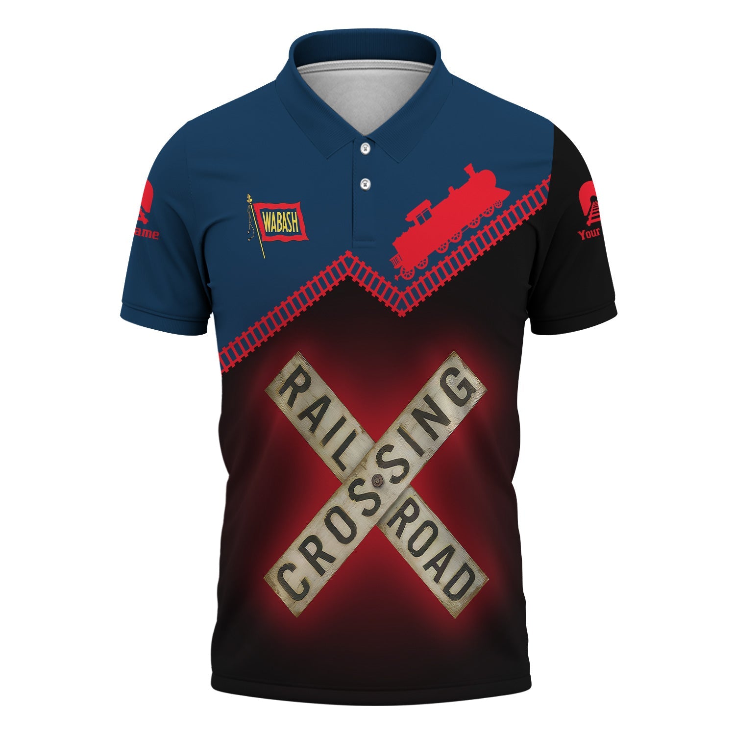Railspirit Personalized Wabash Railroad Polo Shirt Railroad Crossing Printed Train Track Shirt