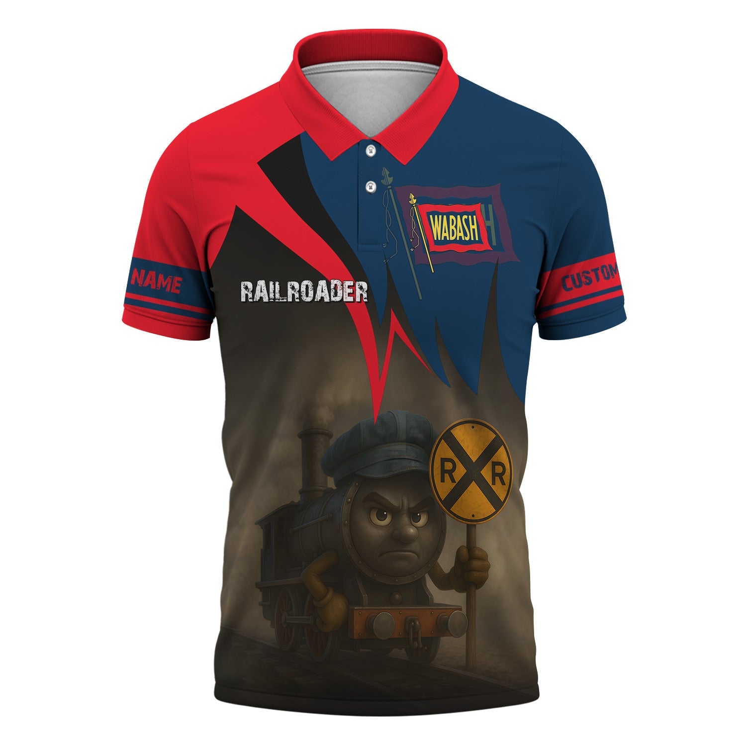 Railspirit Personalized Wabash Railroad Polo Shirt Angry Train Polo Shirt Gift Idea For Train Lover