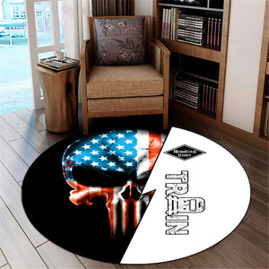 Railspirit Reading Railroad Round Mat Train Skull American Flag Style Rug All Over Print