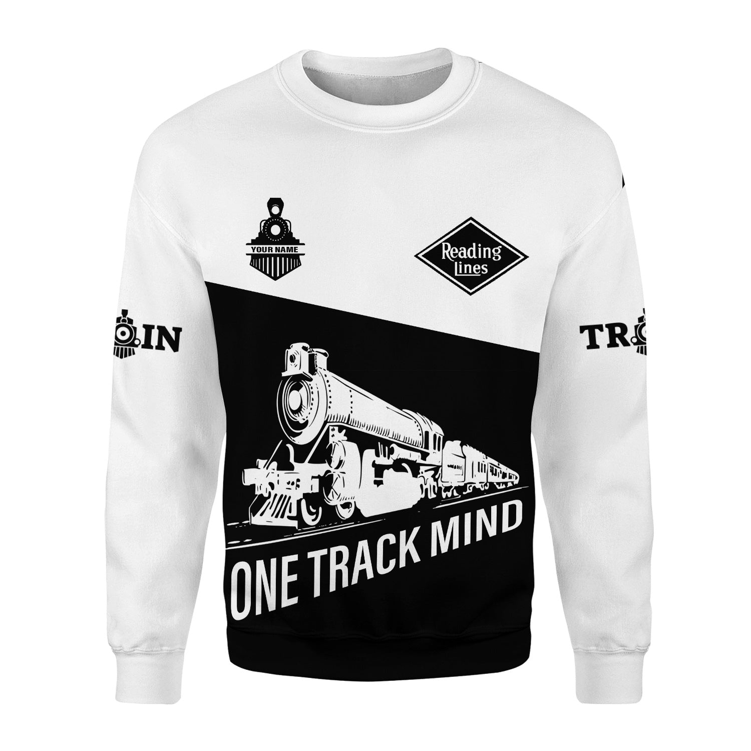 Railspirit Personalized Reading Railroad Sweatshirt One Track Mind Train Sweater Gift Idea For Train Lover