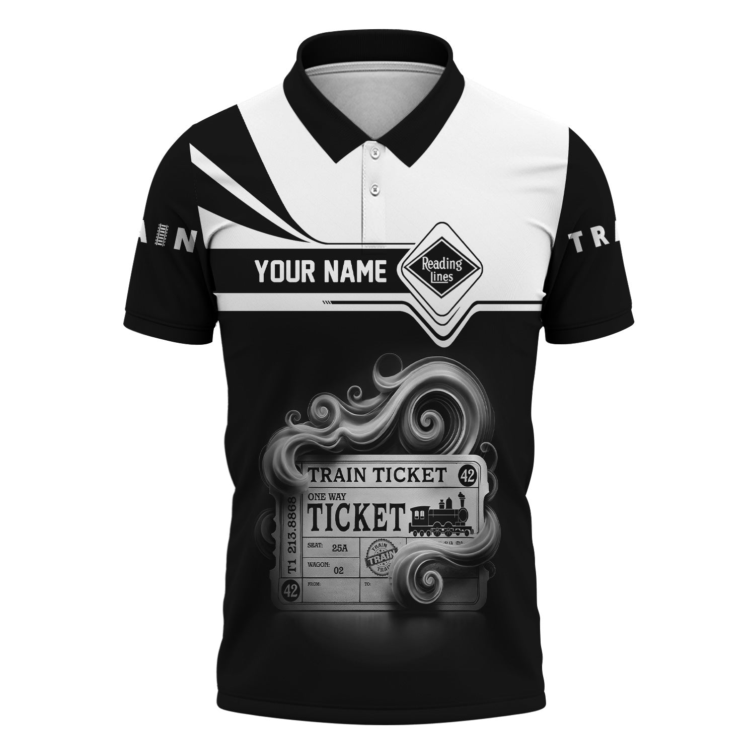 Railspirit Custom Name Reading Railroad Polo Shirt American Train Ticket Printed Shirt