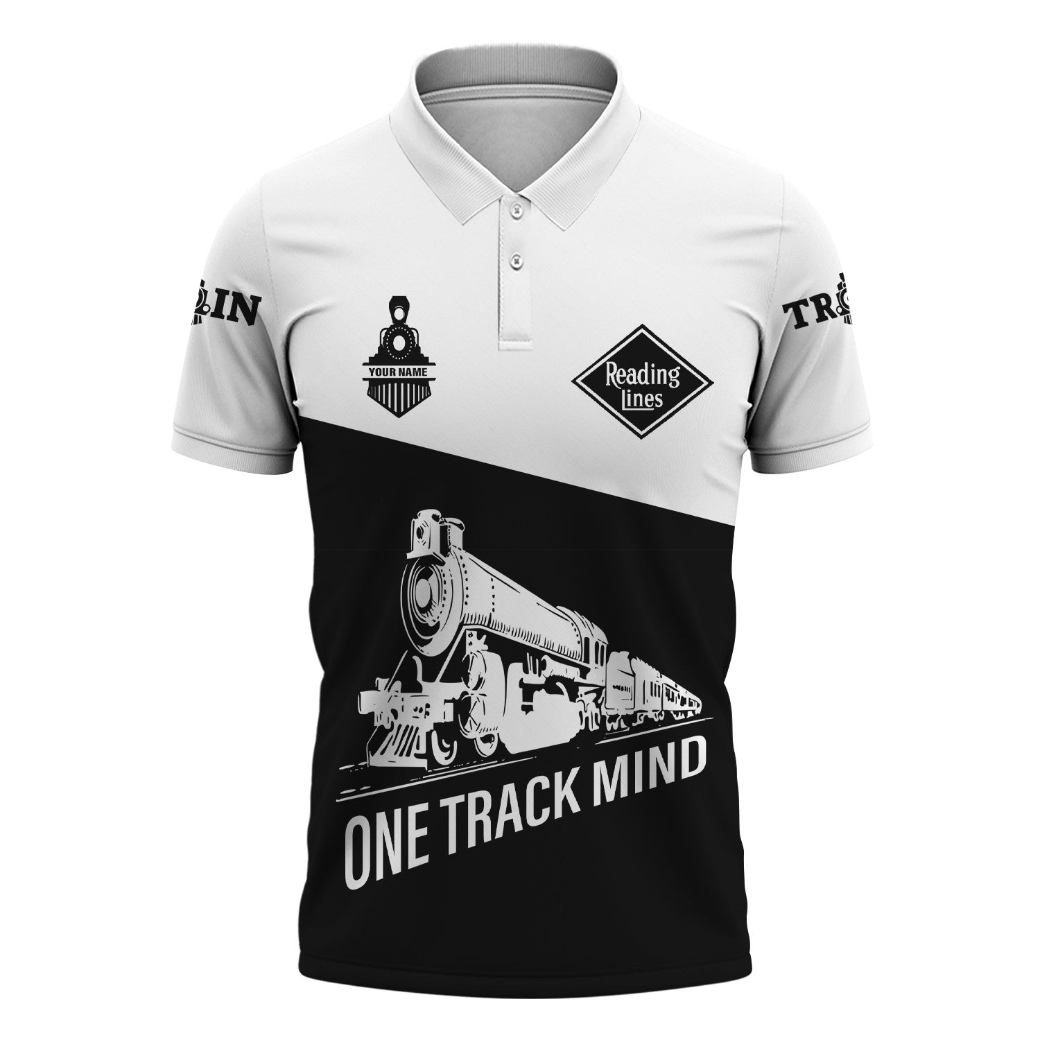 Railspirit Personalized Reading Railroad Polo Shirt One Track Mind Unisex Train Shirt Gift Idea For Train Lover