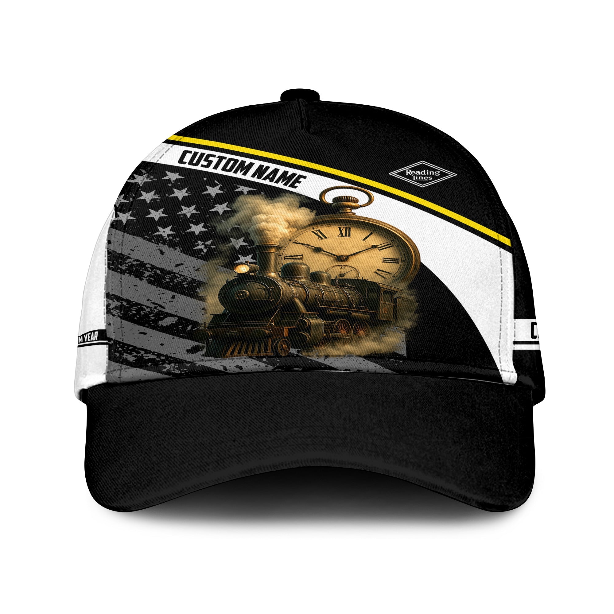 Railspirit Personalized Reading Railroad Classic Cap Classic Steam Engine With Retro Pocket Watch Cap All Over Print