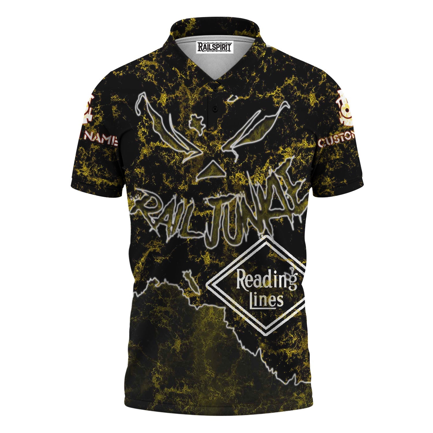 Railspirit Personalized Reading Railroad Polo Shirt Torn Graphic Style Train Shirt For Rail Junkie