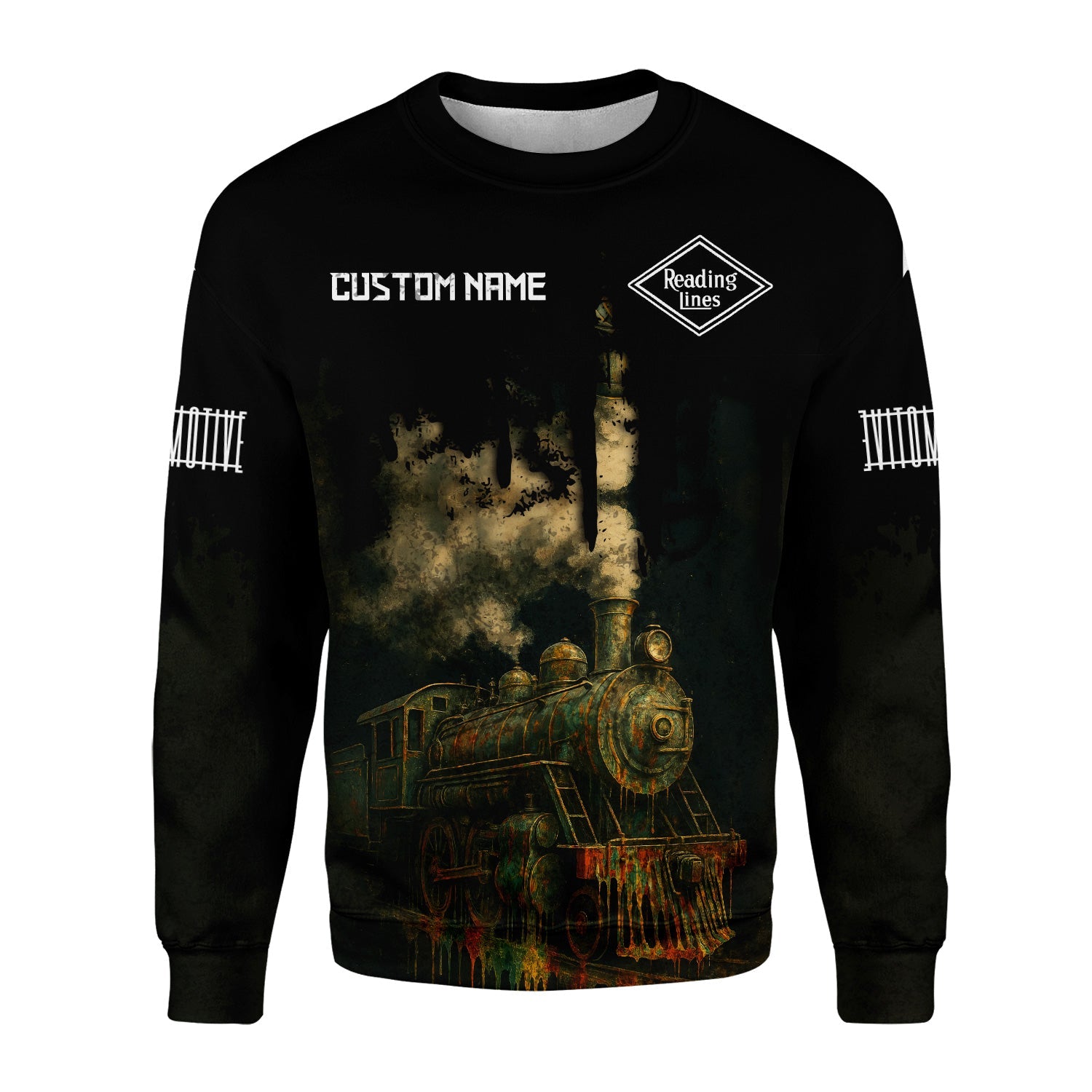Railspirit Personalized Reading Railroad Sweatshirt Vintage Train Art Style Shirt For Locomotive Fans