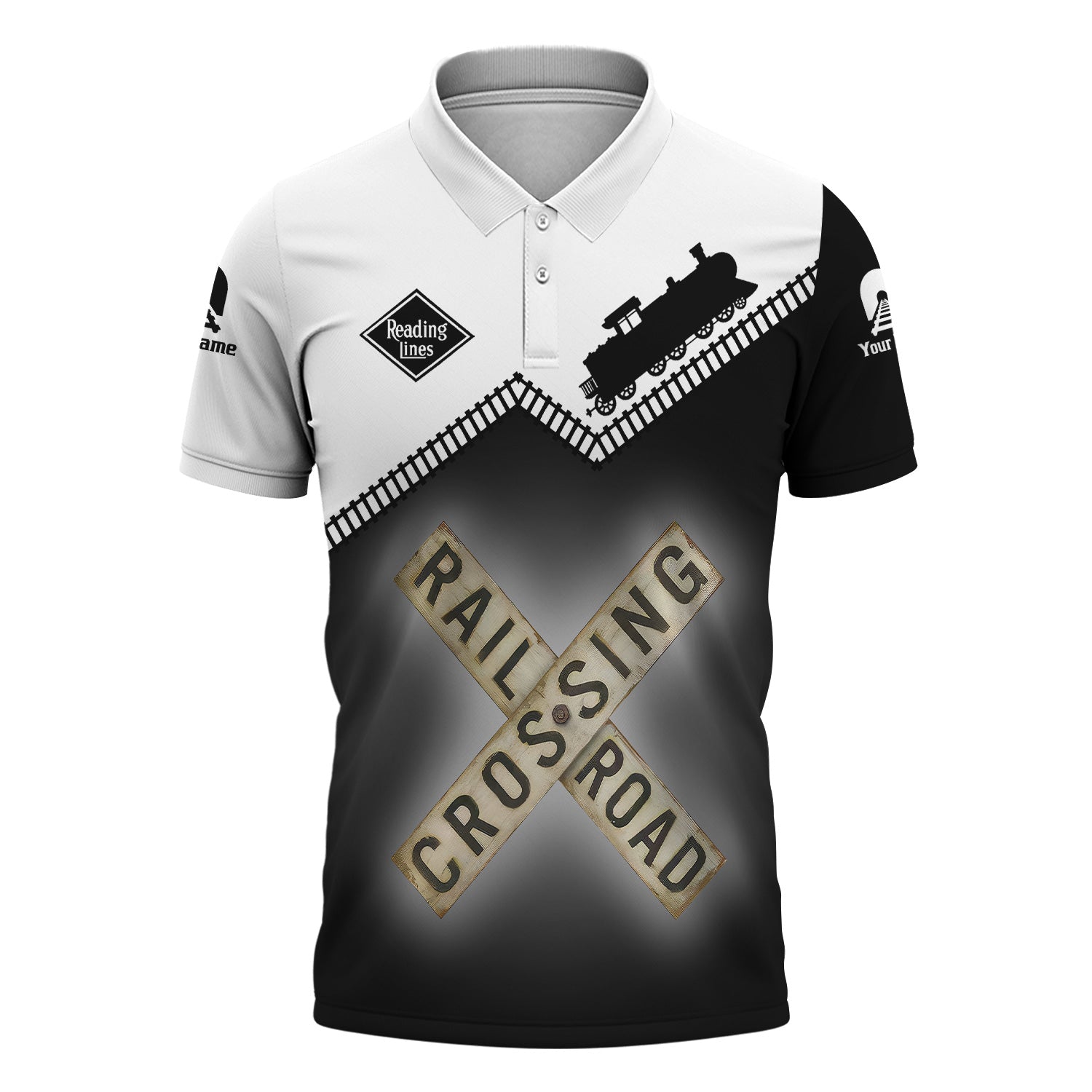 Railspirit Personalized Reading Railroad Polo Shirt Railroad Crossing Printed Train Track Shirt