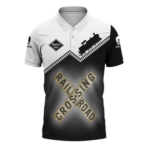 Railspirit Personalized Reading Railroad Polo Shirt Railroad Crossing Printed Train Track Shirt