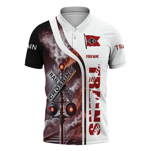 Railspirit Personalized Lehigh Valley Railroad Polo Shirt Crossing Railroad Sign American Locomotive Train Shirt All Over Print