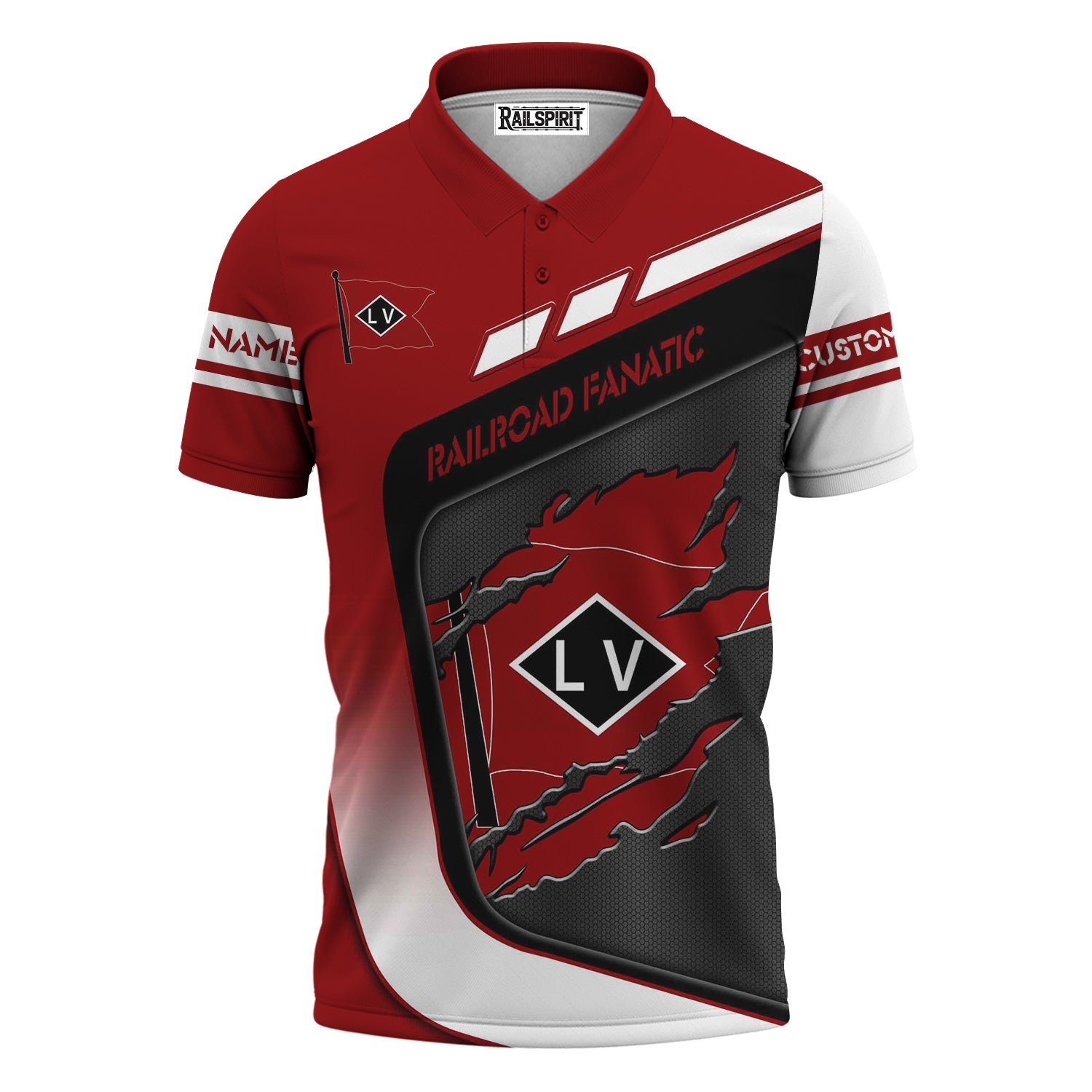 Railspirit Personalized Lehigh Valley Railroad Polo Shirt Ripped Texture Style Train Shirt For Railroad Fanatic