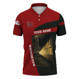 Railspirit Personalized Lehigh Valley Railroad Polo Shirt All Aboard Steam Train Movie Projector Style Shirt