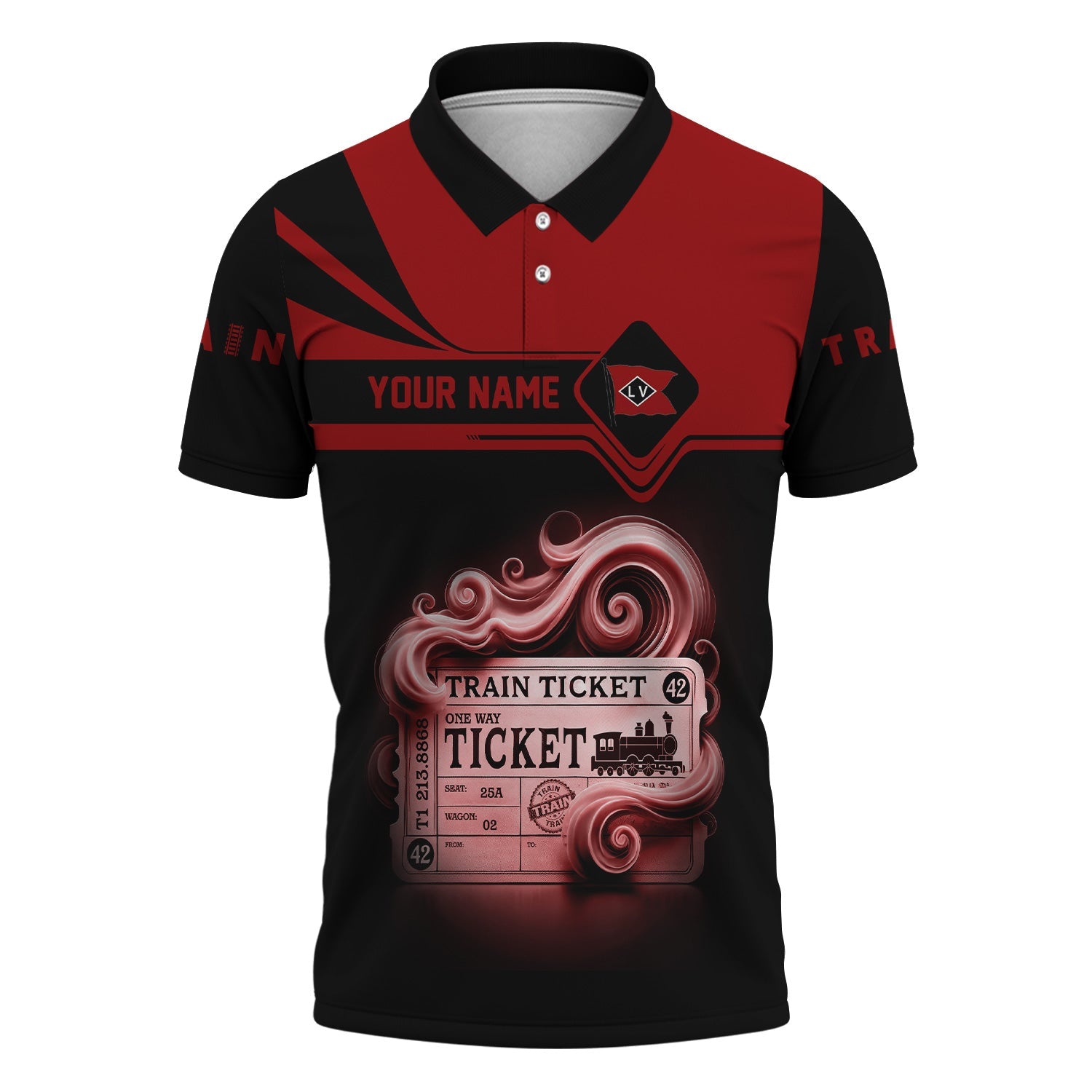 Railspirit Custom Name Lehigh Valley Railroad Polo Shirt American Train Ticket Printed Shirt