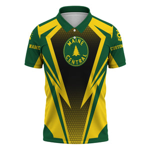 Railspirit Personalized Maine Central Railroad Polo Shirt Lightning Graphic Style Shirt Gift Idea For Train Lover