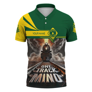 Railspirit Personalized Maine Central Railroad Polo Shirt One Track Mind Train Printed Shirt