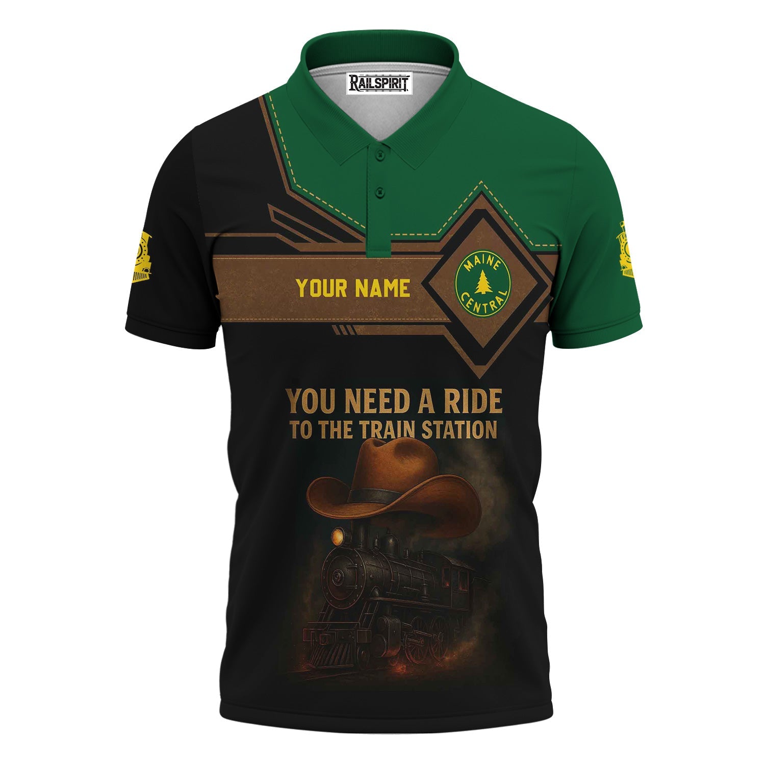 Railspirit Personalized Maine Central Railroad Polo Shirt You Need A Ride To The Train Station Shirt For Train Lovers