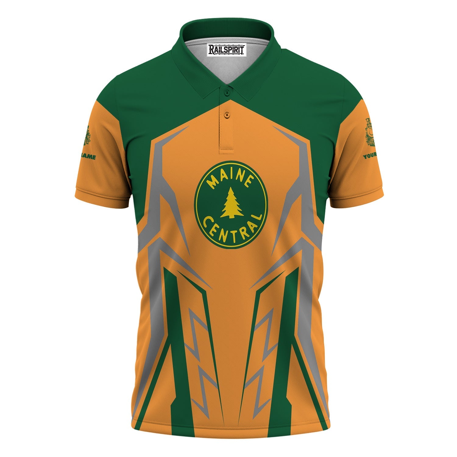 Railspirit Personalized Maine Central Railroad Polo Shirt Futuristic Design with Custom Job Train Shirt