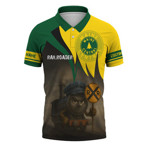 Railspirit Personalized Maine Central Railroad Polo Shirt Angry Train Polo Shirt Gift Idea For Train Lover