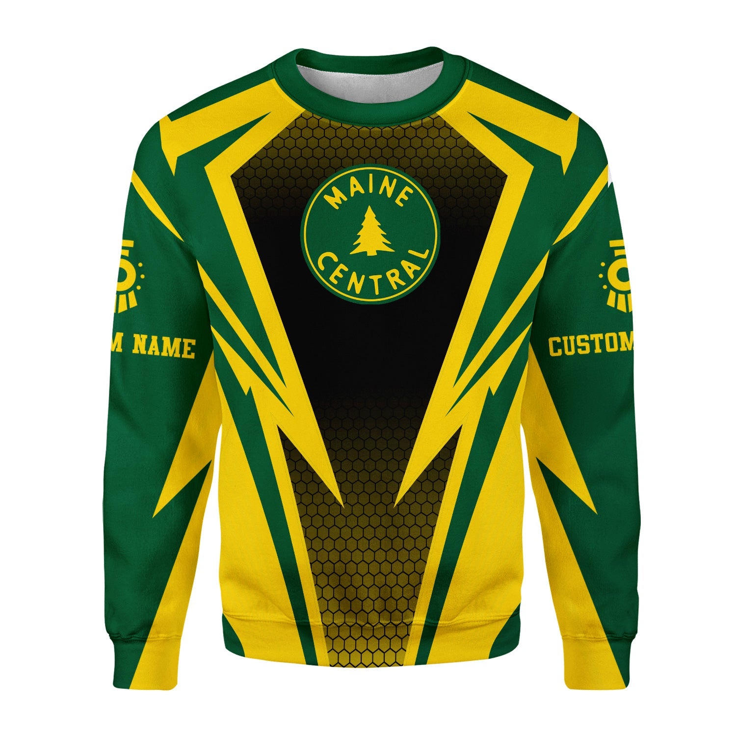 Railspirit Personalized Maine Central Railroad Sweatshirt Lightning Graphic Style Shirt Gift Idea For Train Lover