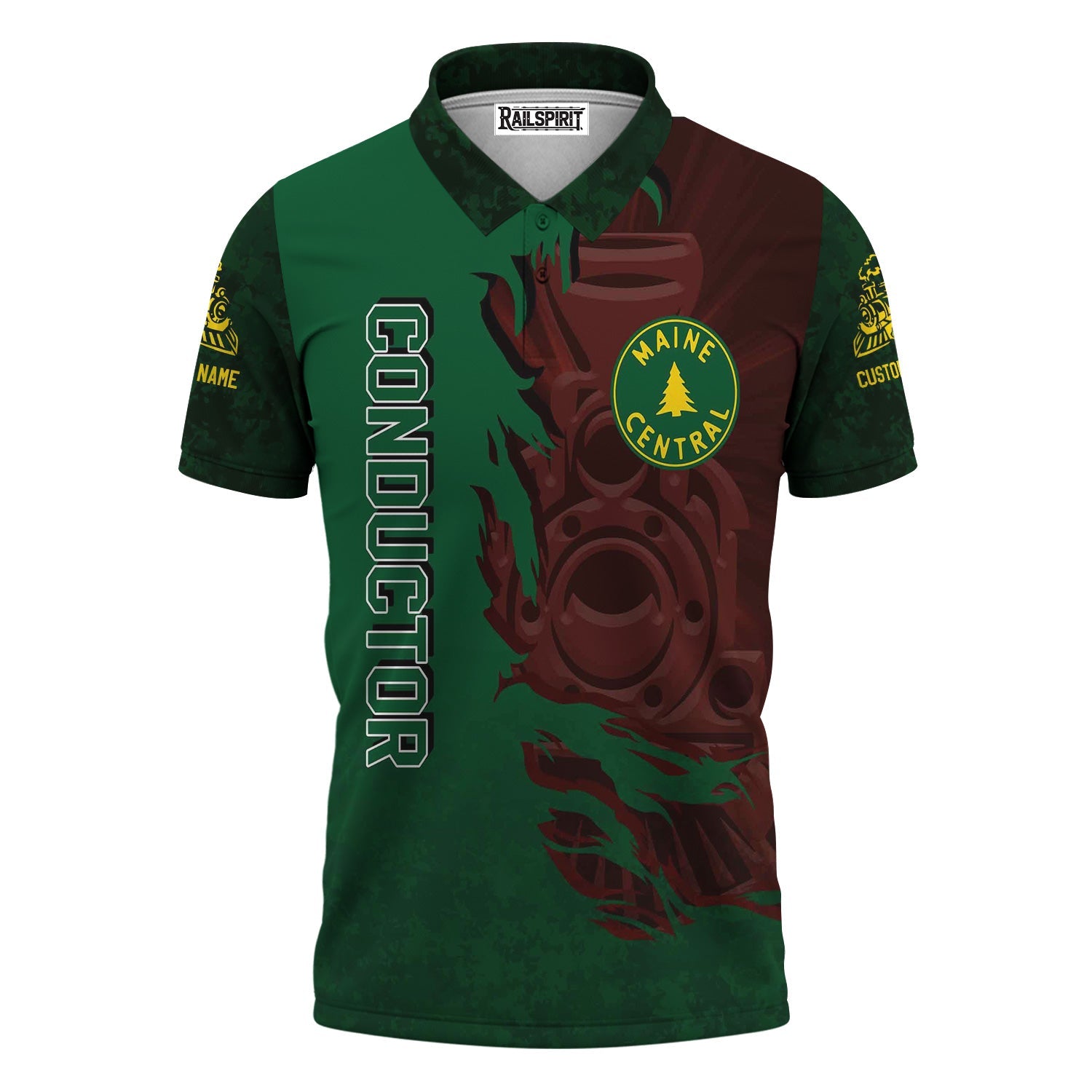 Railspirit Personalized Maine Central Railroad Polo Shirt Blazing Style with Custom Position Train Shirt