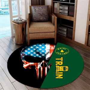 Railspirit Maine Central Railroad Round Mat Train Skull American Flag Style Rug All Over Print