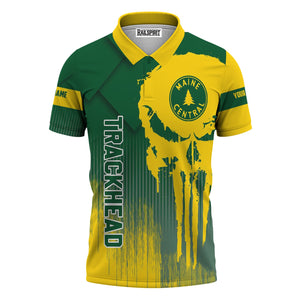 Railspirit Personalized Maine Central Railroad Polo Shirt Skull Design with Custom Job Train Shirt for Trackhead Crew