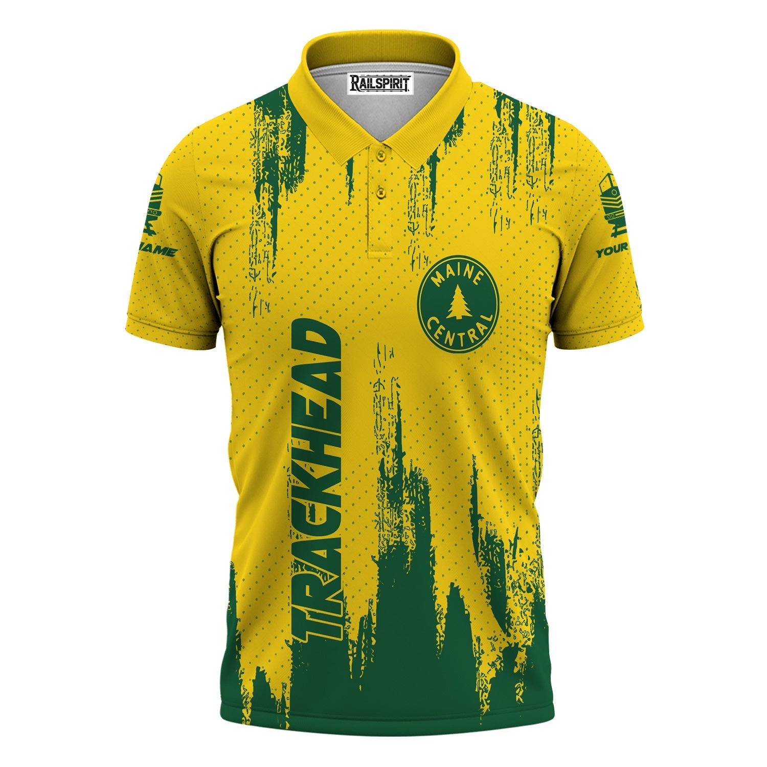 Railspirit Personalized Maine Central Railroad Polo Shirt Paint Impact Design Train Shirt for Trackhead