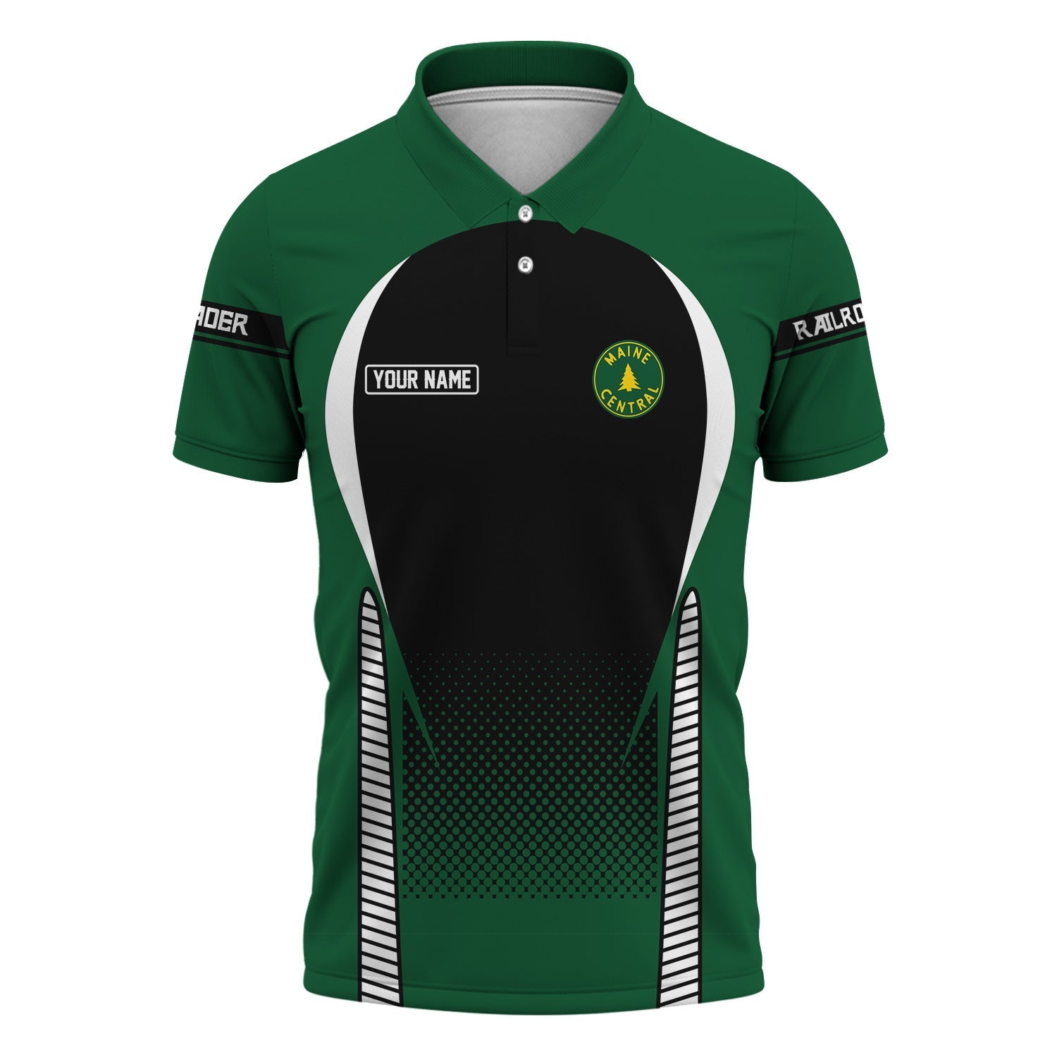 Railspirit Personalized Maine Central Railroad Polo Shirt Stress Is Caused By Not Having Enough Trains Shirt All Over Print