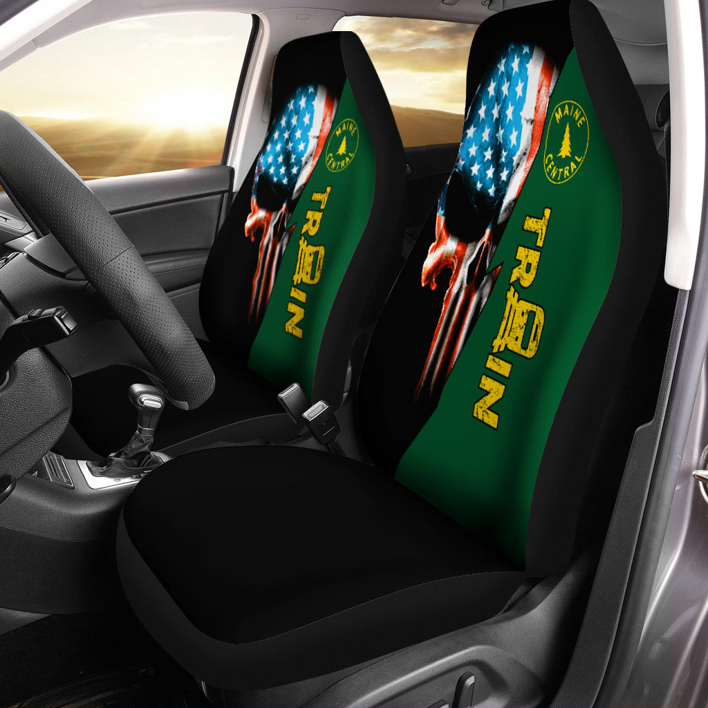 Railspirit Maine Central Railroad Car Seat Cover Train Skull American Flag Style Seat Cover