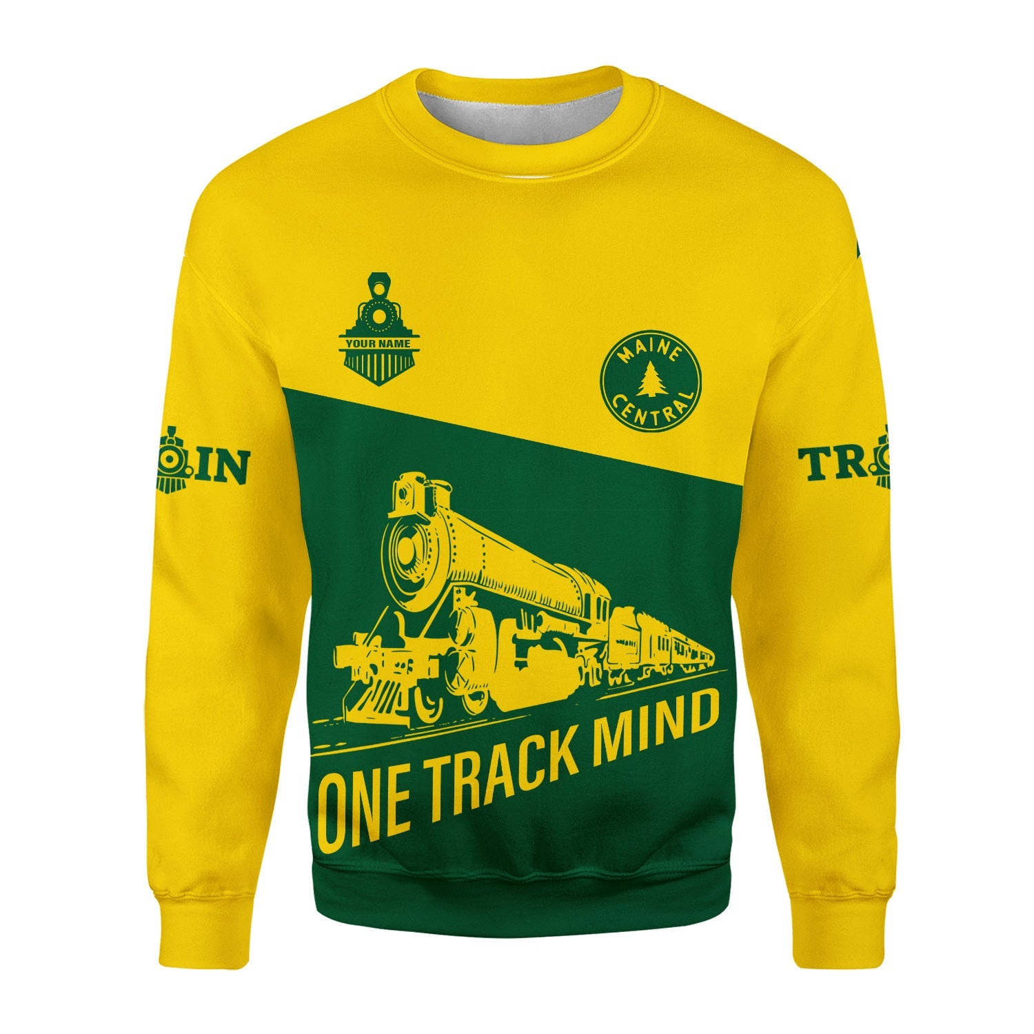 Railspirit Personalized Maine Central Railroad Sweatshirt One Track Mind Train Sweater Gift Idea For Train Lover