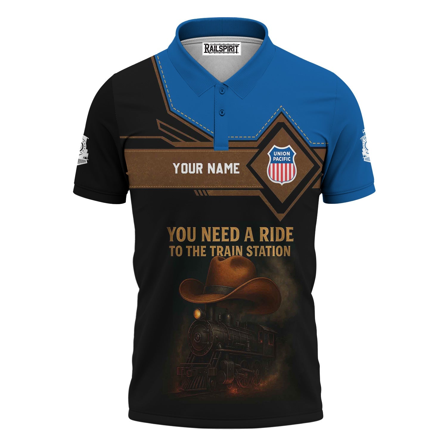 Railspirit Personalized Union Pacific Railroad Polo Shirt You Need A Ride To The Train Station Big Boy Shirt For Train Lovers