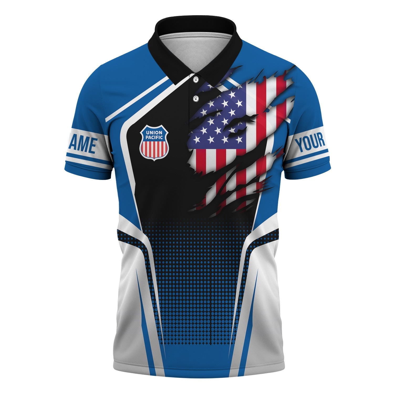 Railspirit Personalized Union Pacific Railroad Polo Shirt American Eagle Vintage Train Big Boy Shirt