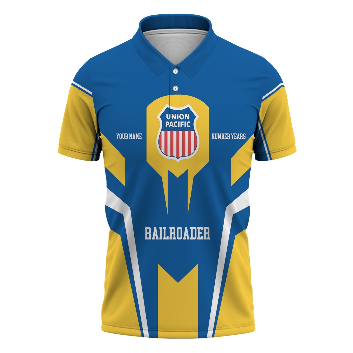 Railspirit Personalized Union Pacific Railroad Polo Shirt Custom Year Railroader Big Boy Shirt Gift Idea For Train Lover