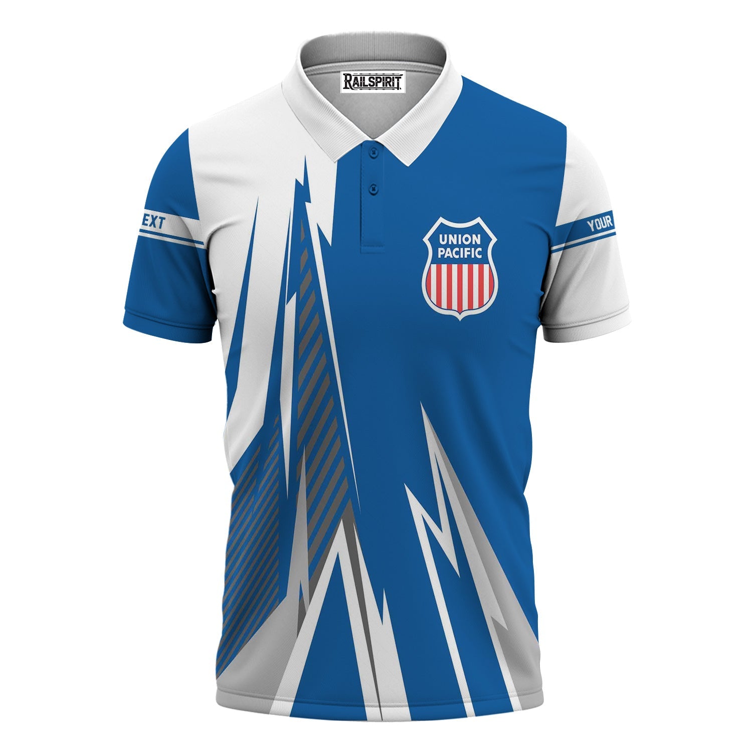 Railspirit Personalized Union Pacific Railroad Polo Shirt Lightning-Inspired Railway Style Big Boy Shirt For Train Lovers