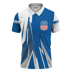 Railspirit Personalized Union Pacific Railroad Polo Shirt Lightning-Inspired Railway Style Big Boy Shirt For Train Lovers